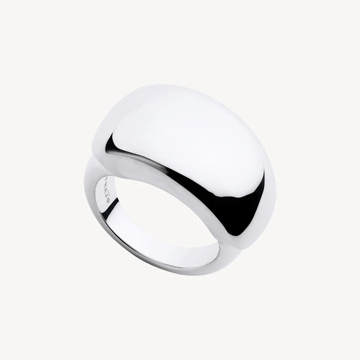 S/S Tapered Ring with Rounded Rectangle Top - Size R.5