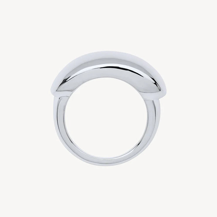S/S Tapered Ring with Rounded Rectangle Top - Size R.5