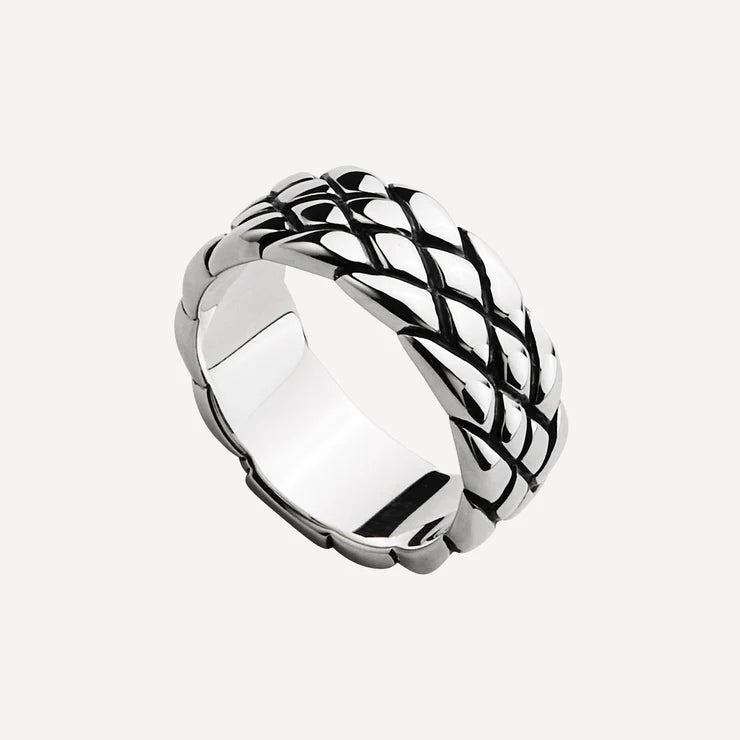 Mens S/S Woven Pattern Ring - Size X.5