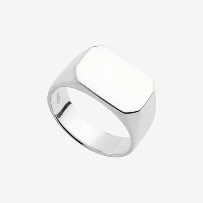 Mens S/S Rectangular Signet Ring - Size V.5