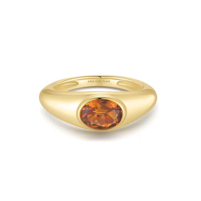 Orange Nano Gem Ring - Size P - Y/G Plated