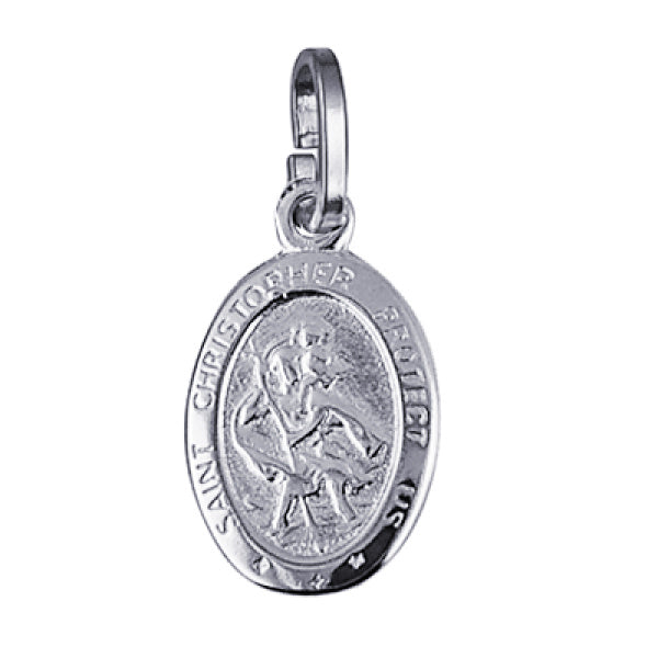 S/S SMALL OVAL ST CHRISTOPHER PENDANT 12MM