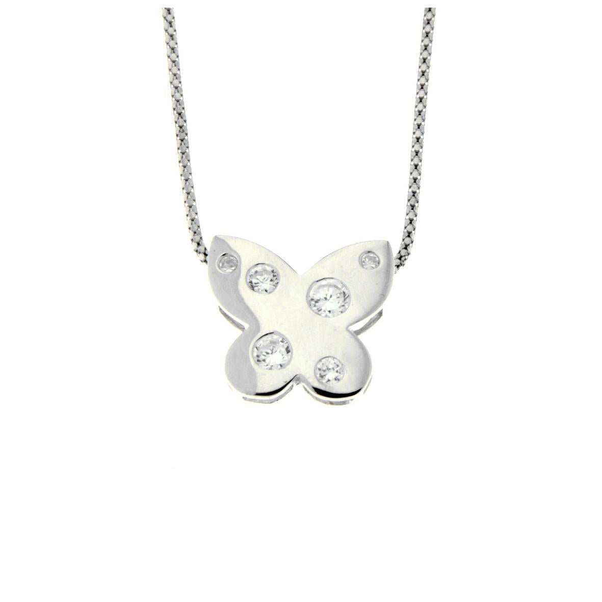 S/S FLAT BUTTERFLY C/Z PENDANT