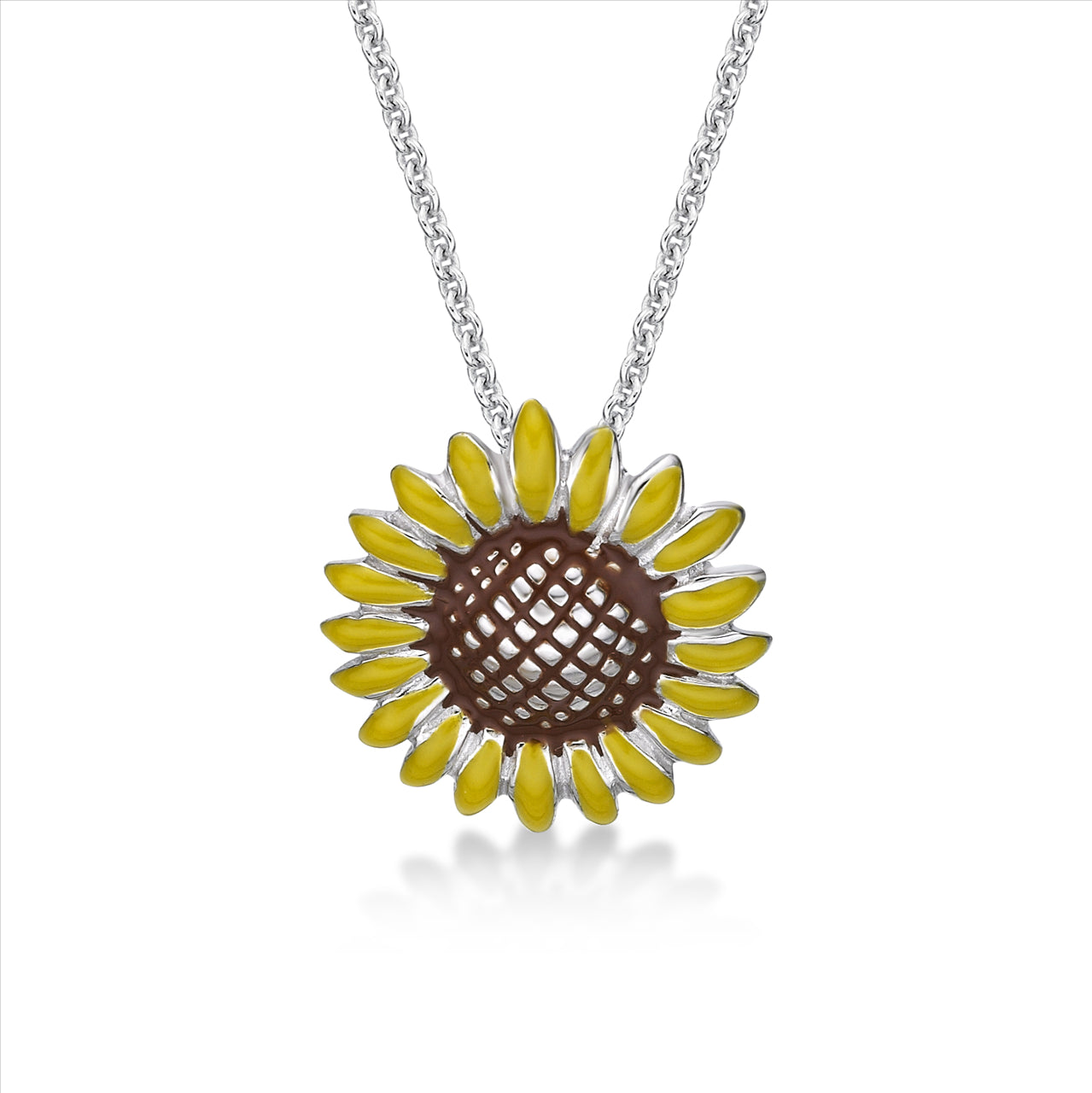 S/S SUNFLOWER PENDANT WITH CHAIN