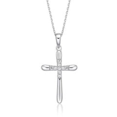 S/S 9x C/Z Cross Pendant with Chain 45cm