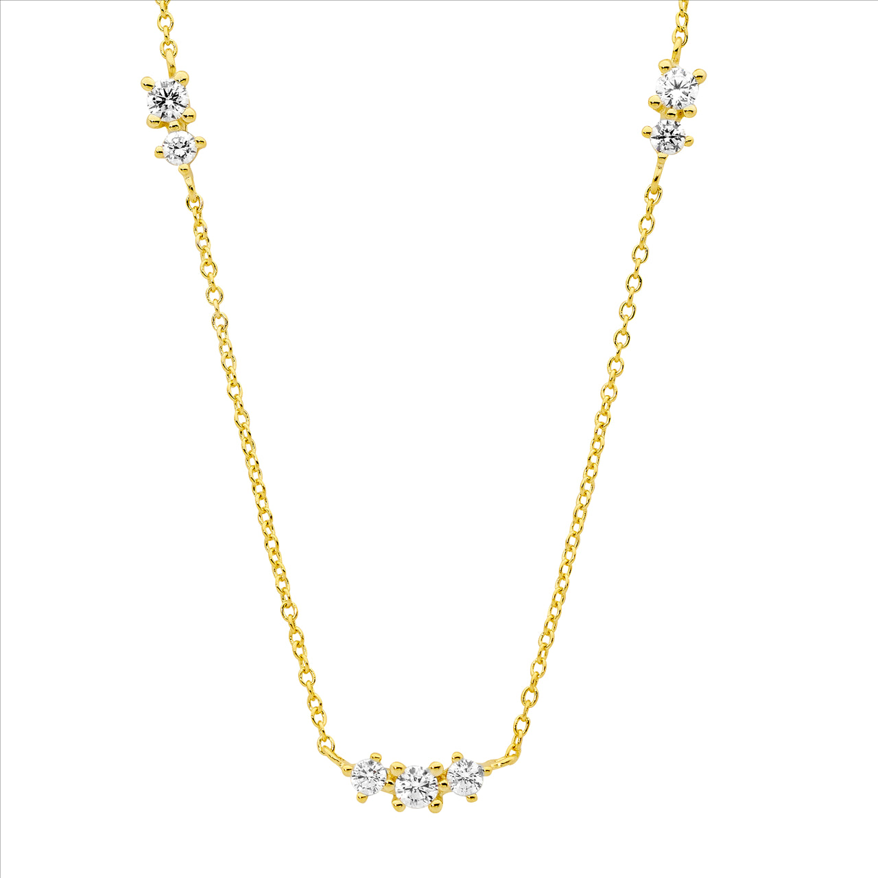 GROUPED C/Z ON 40CM+5CM CHAIN - Y/G PLATED