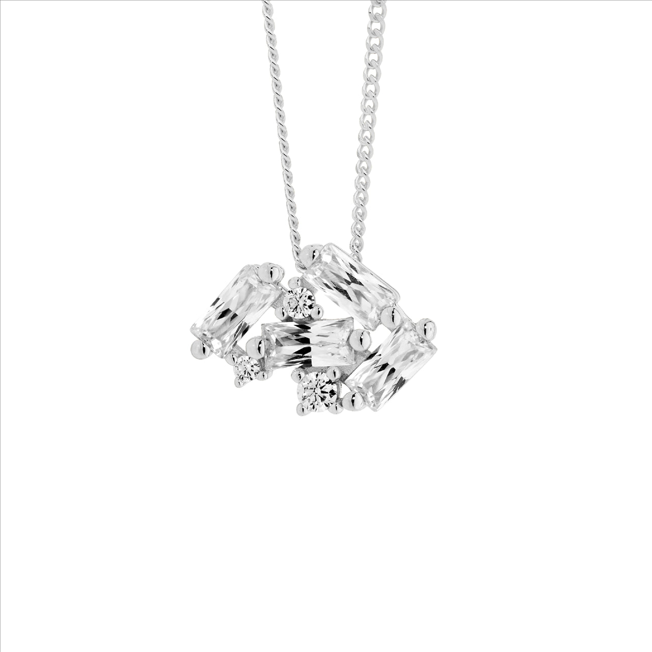 S/S STAGGERED C/Z PENDANT