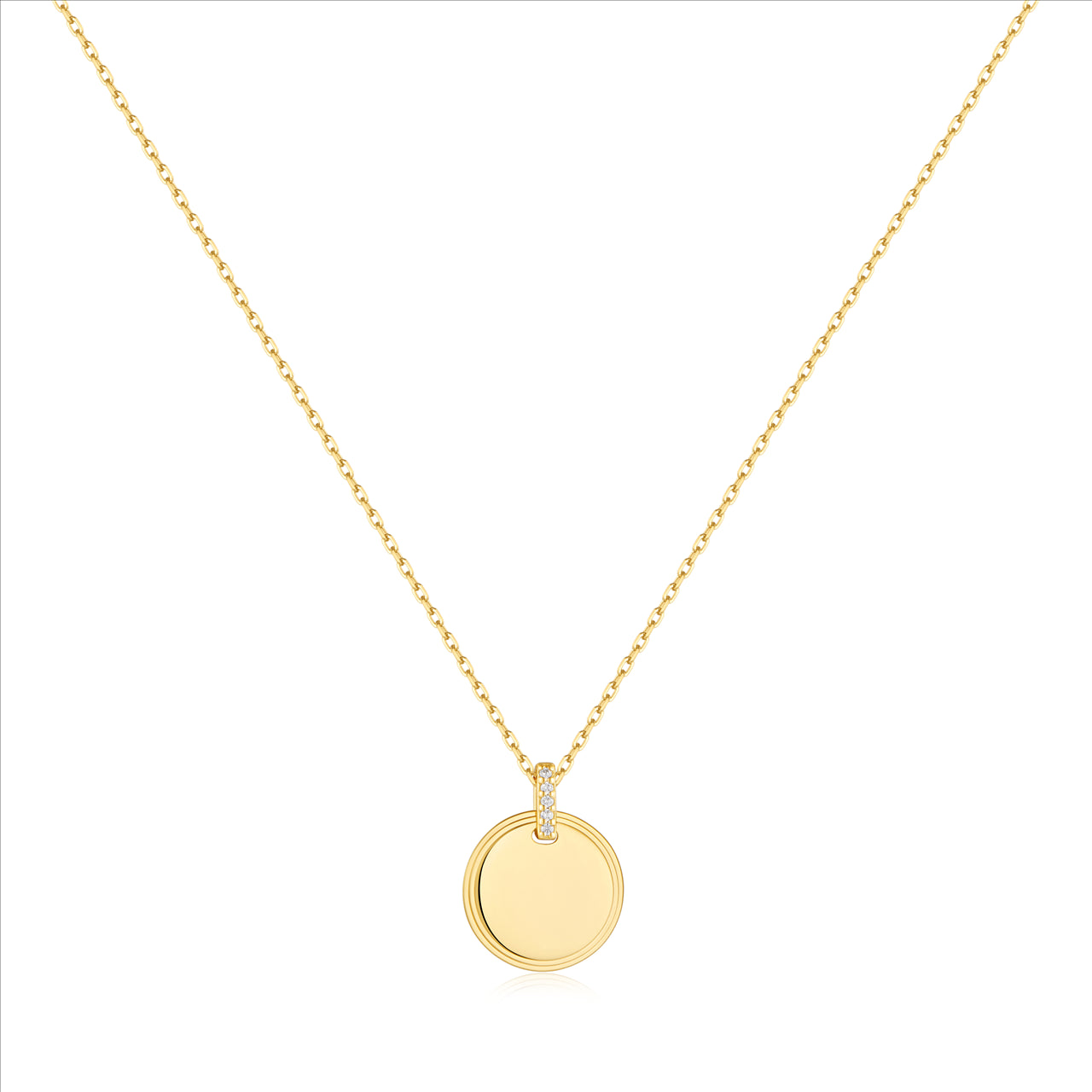 CHIC DISC C/Z PENDANT NECKLACE 45+5CM - Y/G PLATED