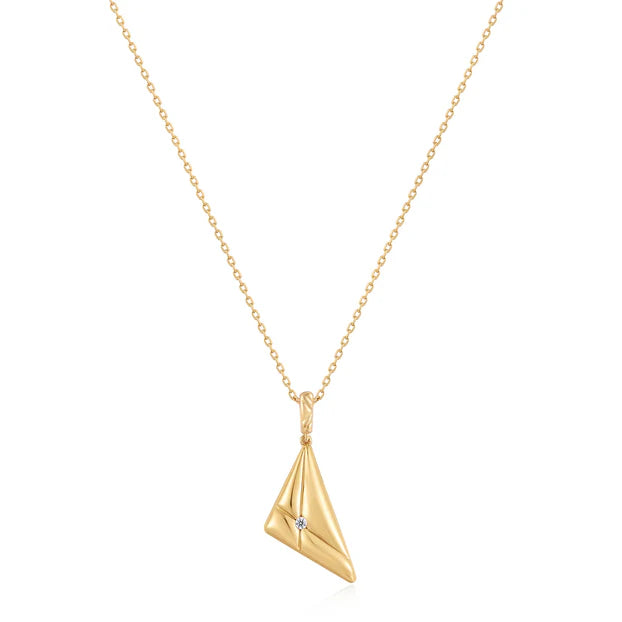 TRIANGLE C/Z NECKLACE 45+5CM - Y/G PLATED