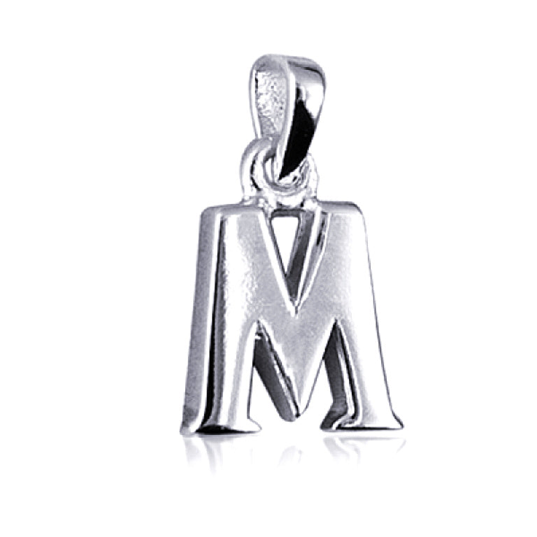 S/S BLOCK INITIAL 'M' PENDANT