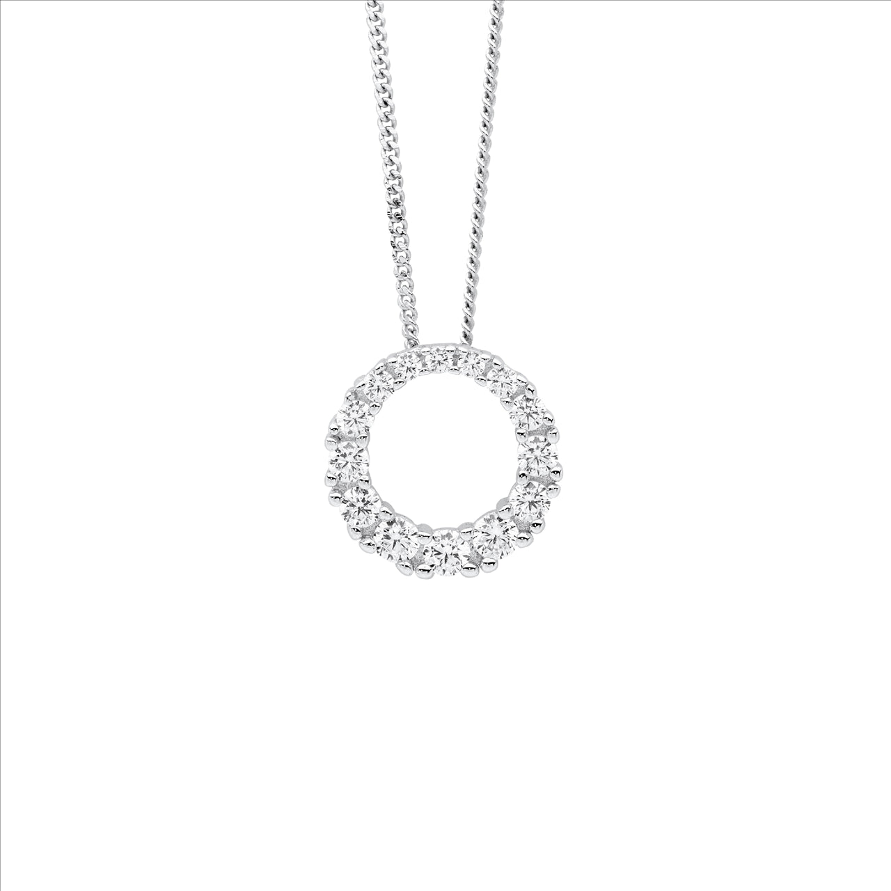 S/S GRADUAL C/Z CIRCLE PENDANT 13MM