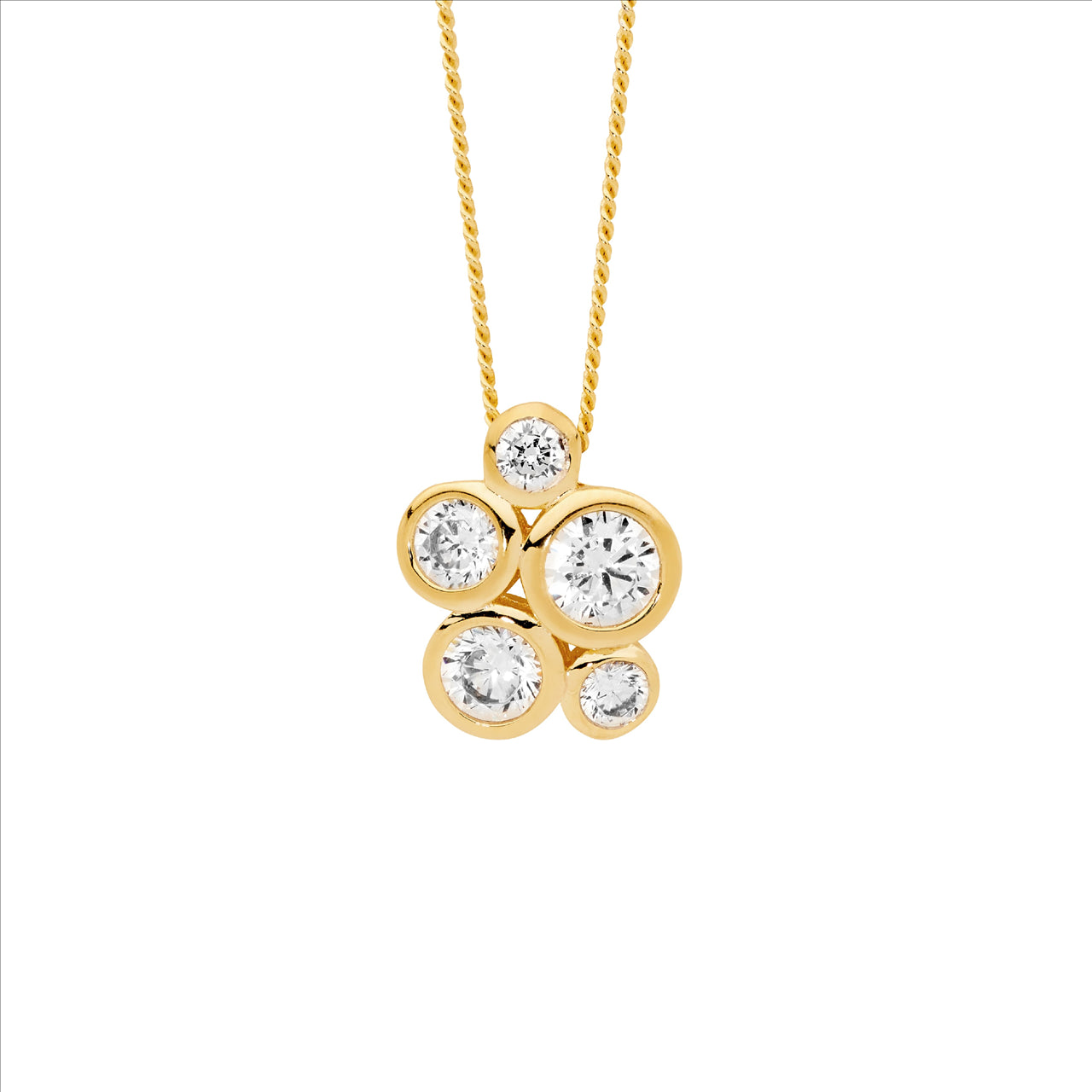 C/Z CLUSTER PENDANT - Y/G PLATED