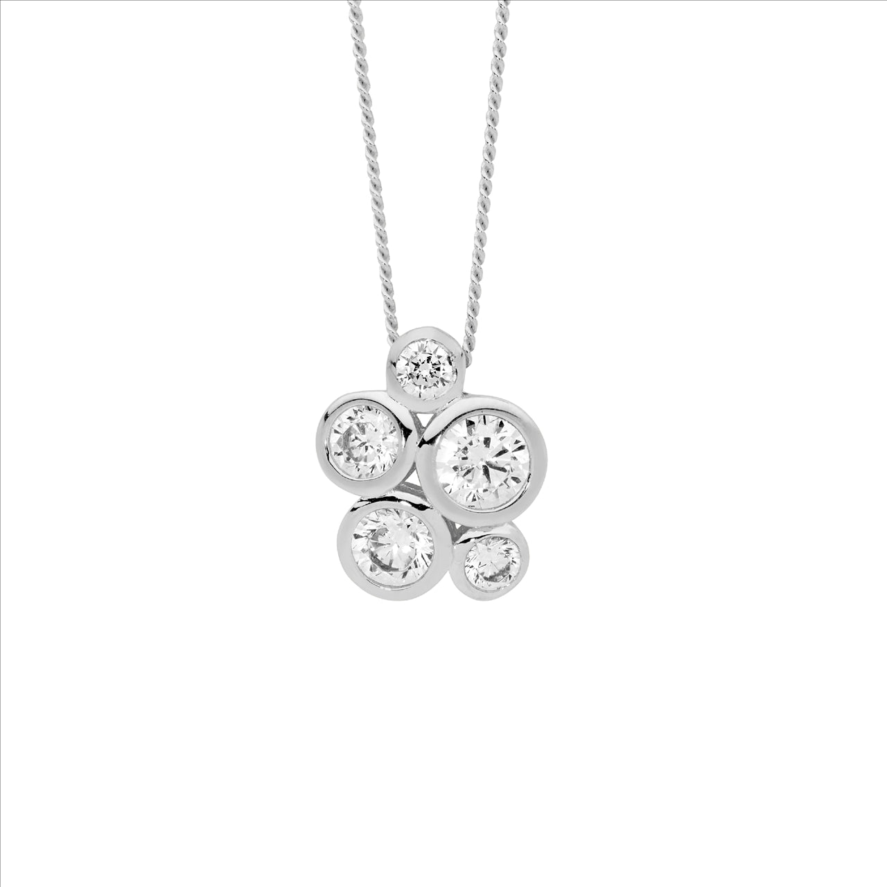 S/S C/Z CLUSTER PENDANT