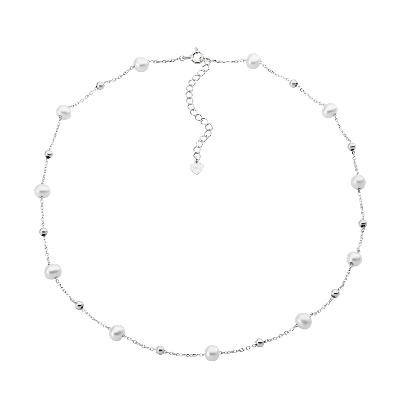 S/S FRESHWATER PEARL AND BALL NECKLACE 40+5CM