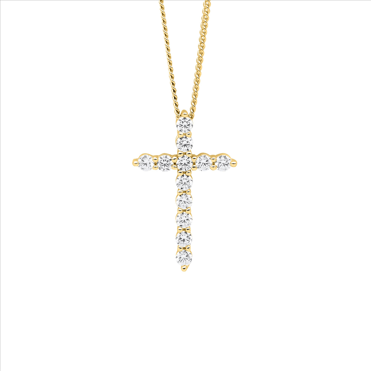 C/Z CROSS PENDANT 19MM - Y/G PLATED
