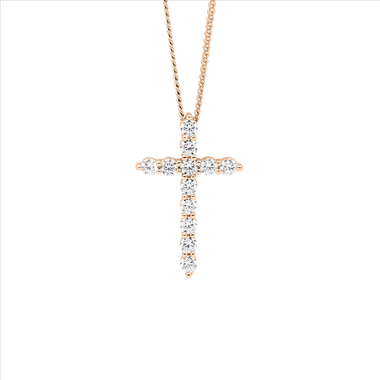 C/Z CROSS PENDANT 19MM - R/G PLATED