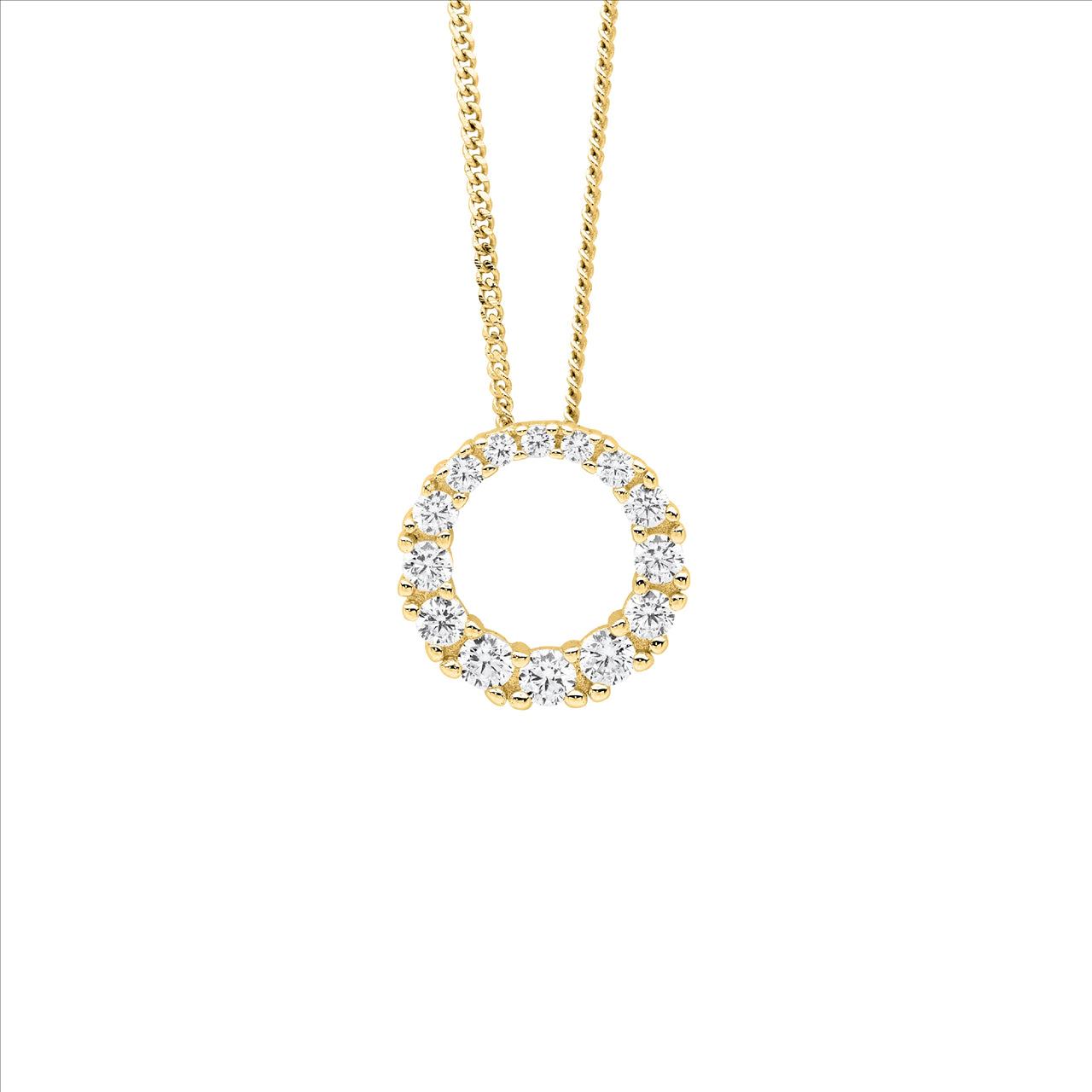 GRADUAL C/Z CIRCLE PENDANT 13MM - Y/G PLATED