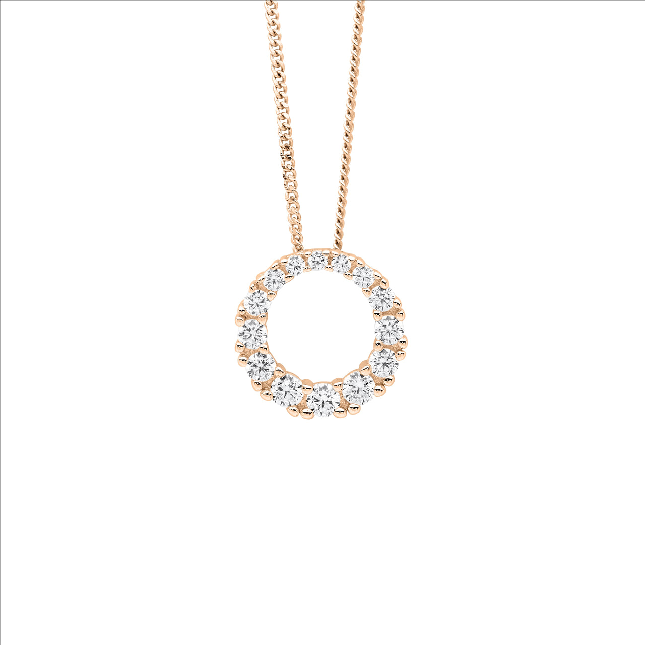 GRADUAL C/Z CIRCLE PENDANT 13MM - R/G PLATED