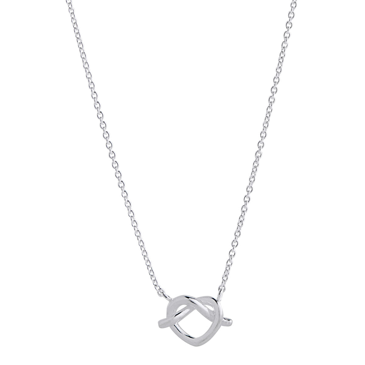S/S Pretzel Heart Necklace - 45+5cm