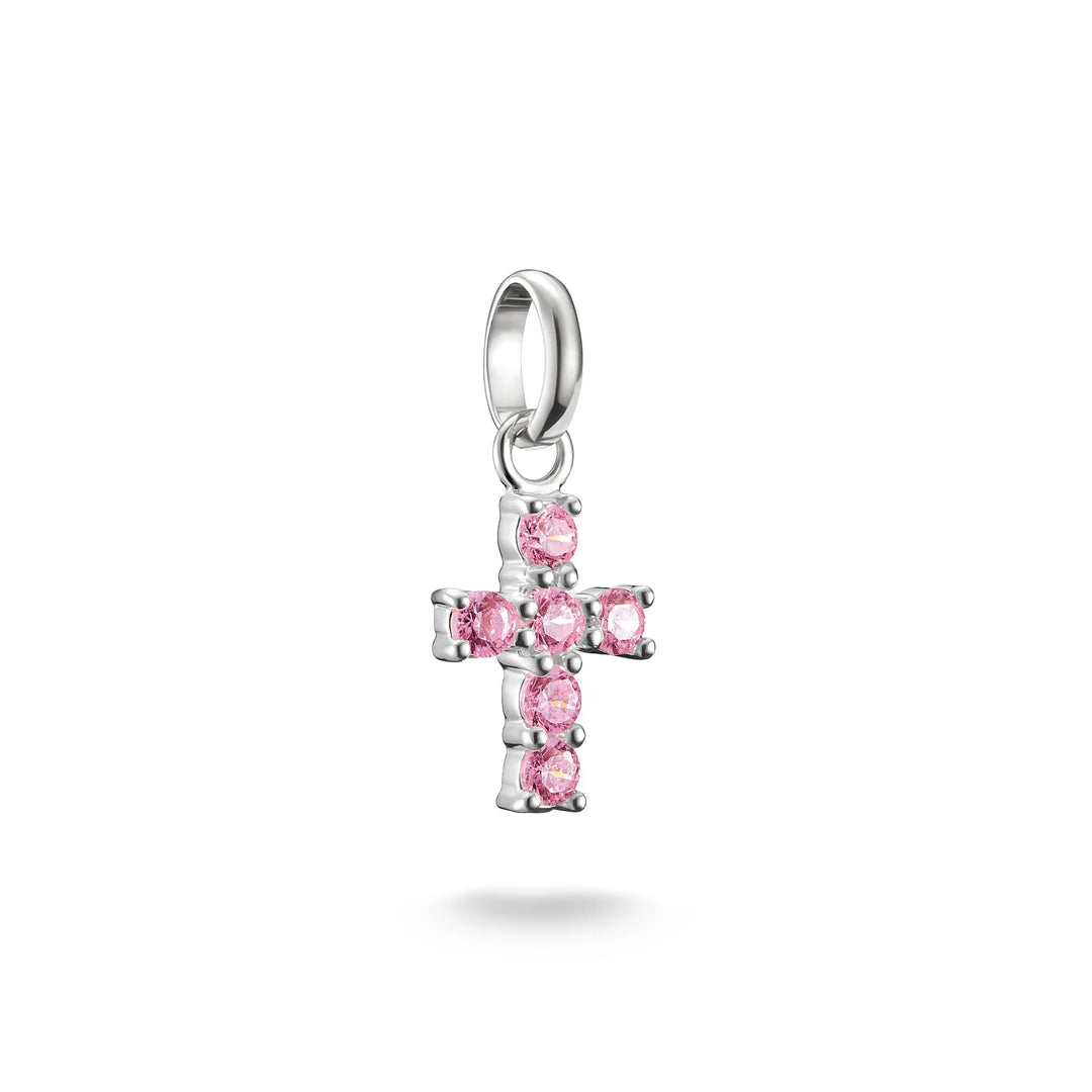 Mini Pink C/Z Cross Charm - Charm Connect