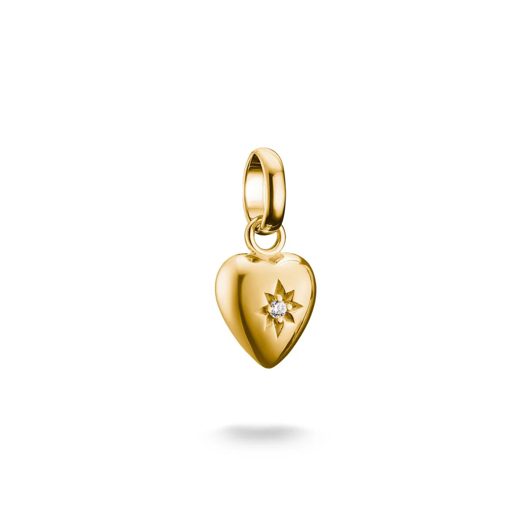 Heart Charm with C/Z Star - Charm Connect - Y/G Plated