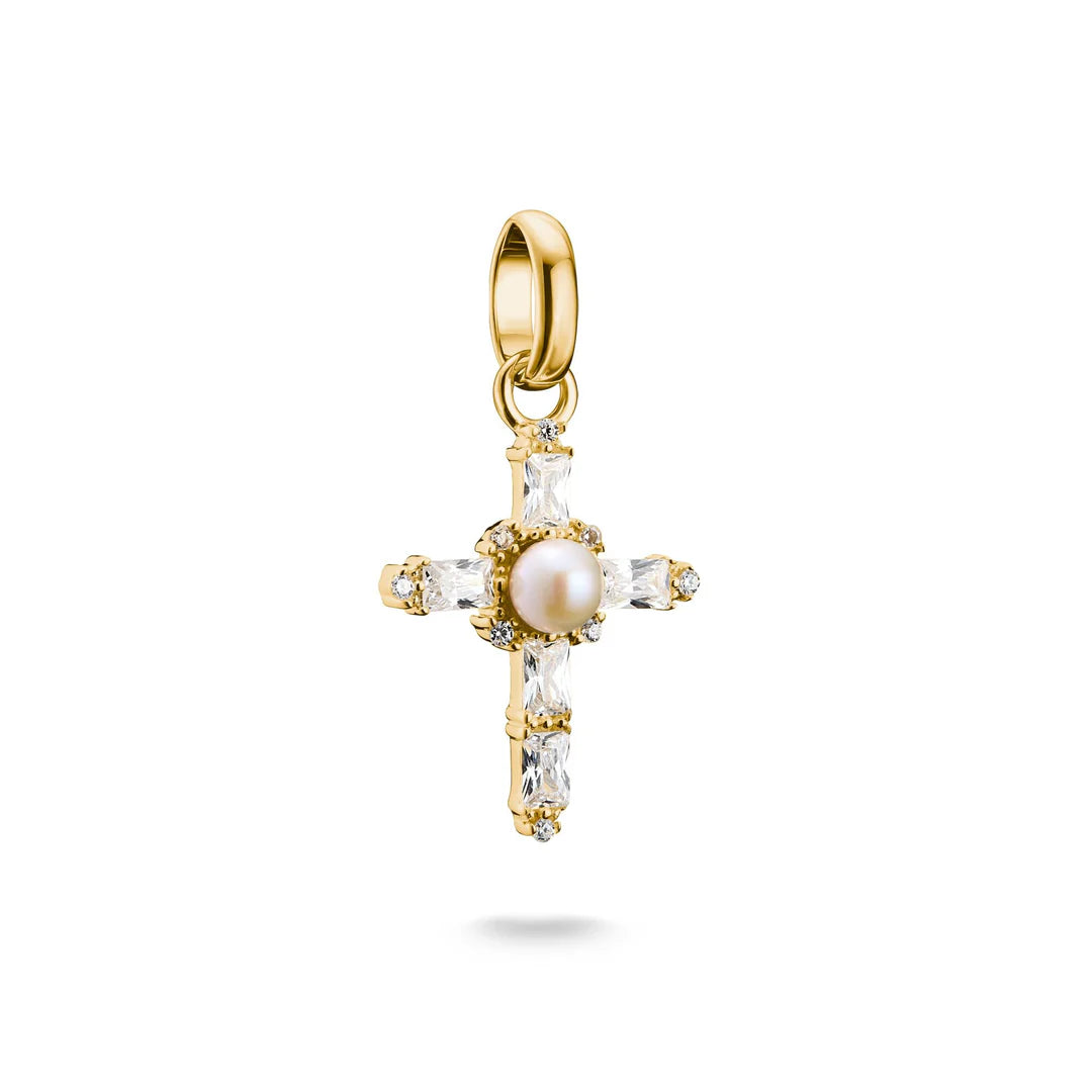 C/Z Vintage Cross Charm - Charm Connect - Y/G Plated