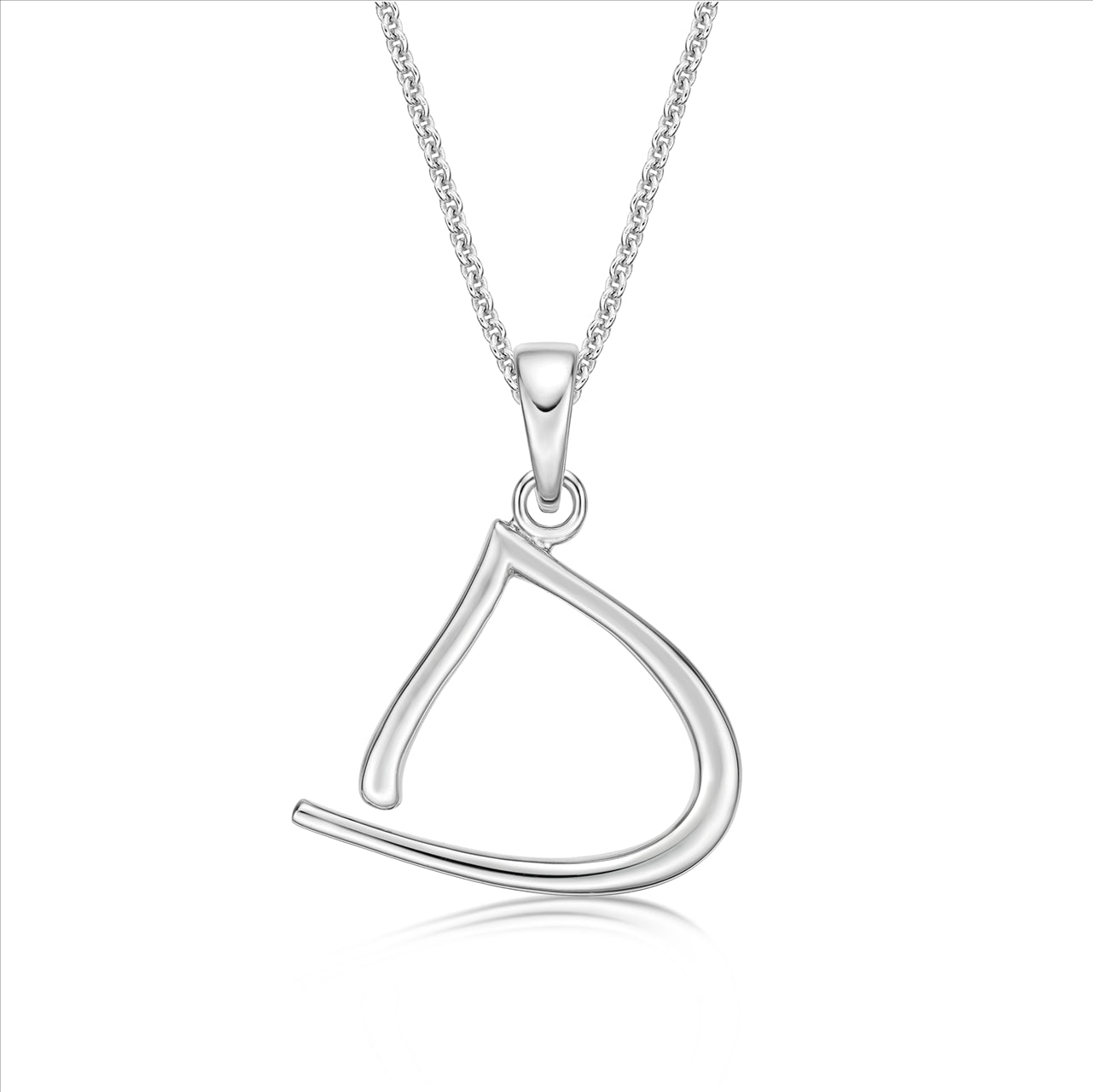 S/S Initial 'D' Pendant with Chain 45cm