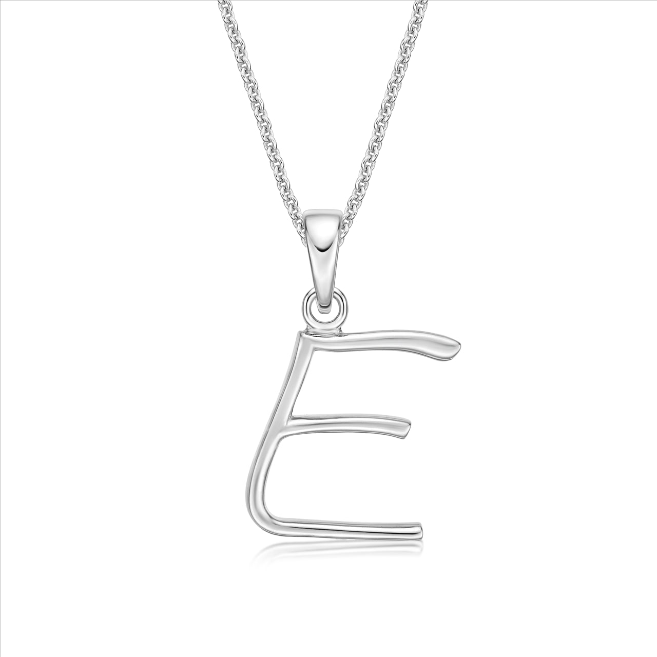 S/S Initial 'E' Pendant with Chain 45cm