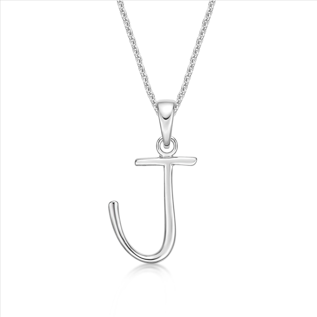 S/S Initial 'J' Pendant with Chain 45cm
