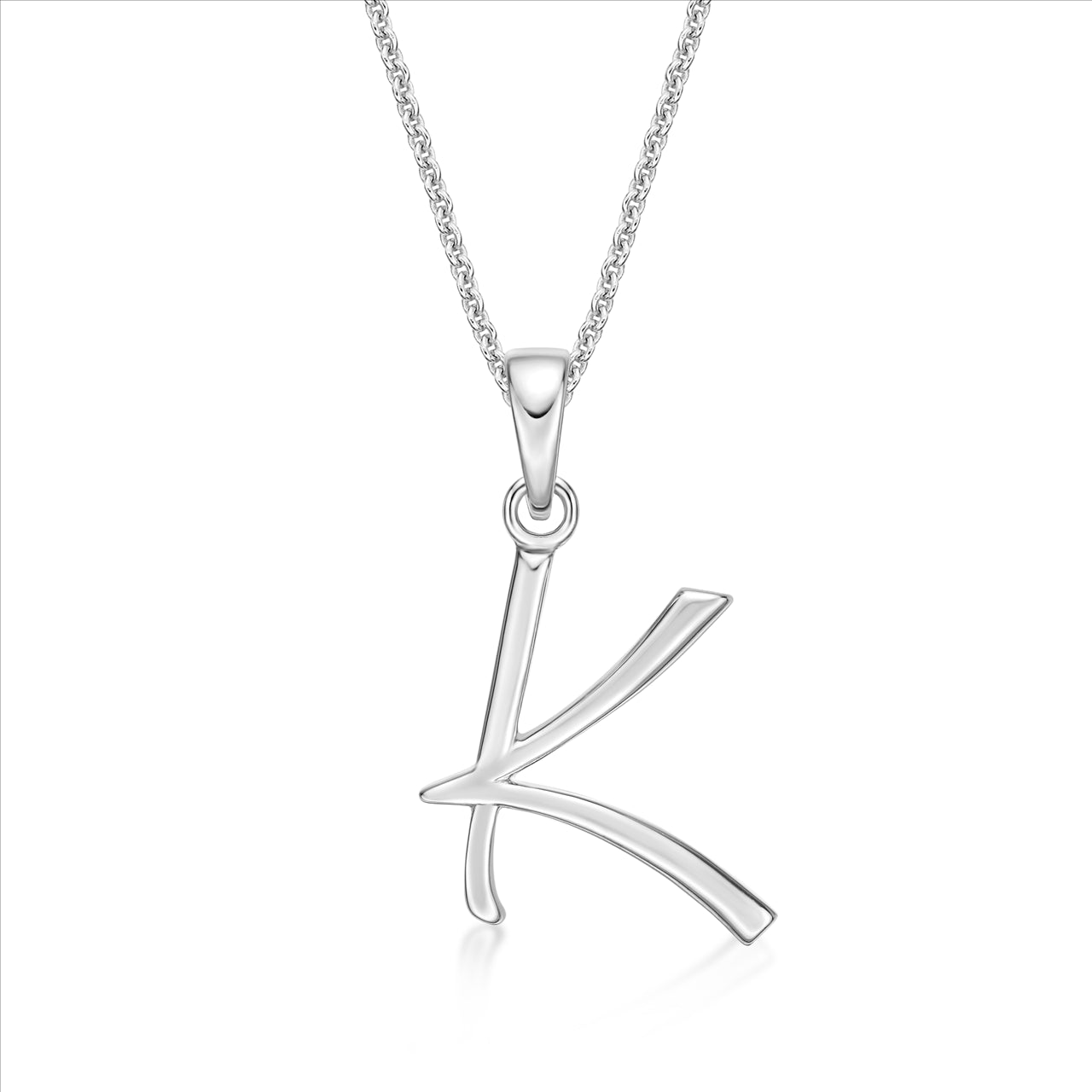 S/S Initial 'K' Pendant with Chain 45cm