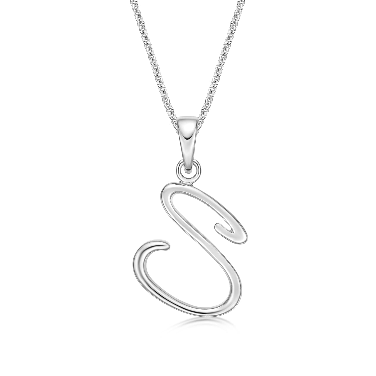 S/S Initial 'S' Pendant with Chain 45cm