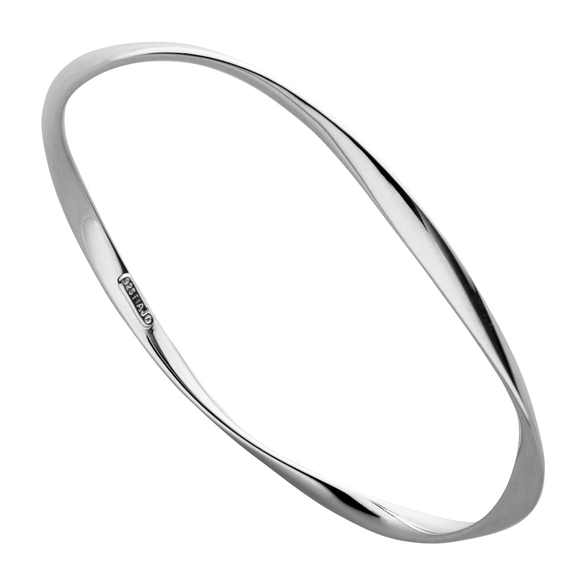 S/S Twisted Ribbon Hollow Tube Bangle - 65mm