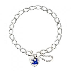 S/S THICK OPEN LINK CURB BRACELET WITH BLUEBIRD PADLOCK 16CM