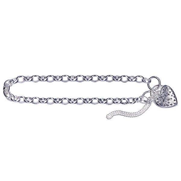S/S BELCHER FILIGREE PADLOCK BRACELET 19CM