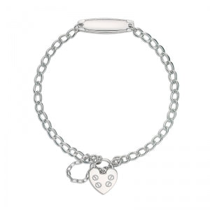 S/S ROUND CURB PADLOCK BRACELET WITH ID