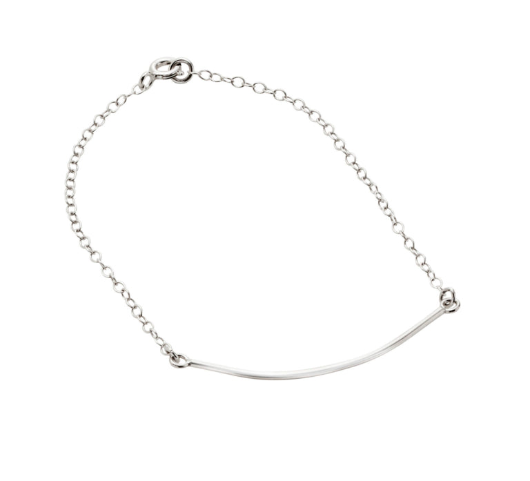 S/S FINE CABLE WITH CURVED BAR BRACELET 19CM
