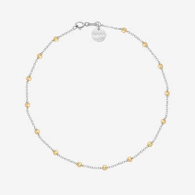 S/S Chain Anklet with Y/G Plated Balls - 23+3cm