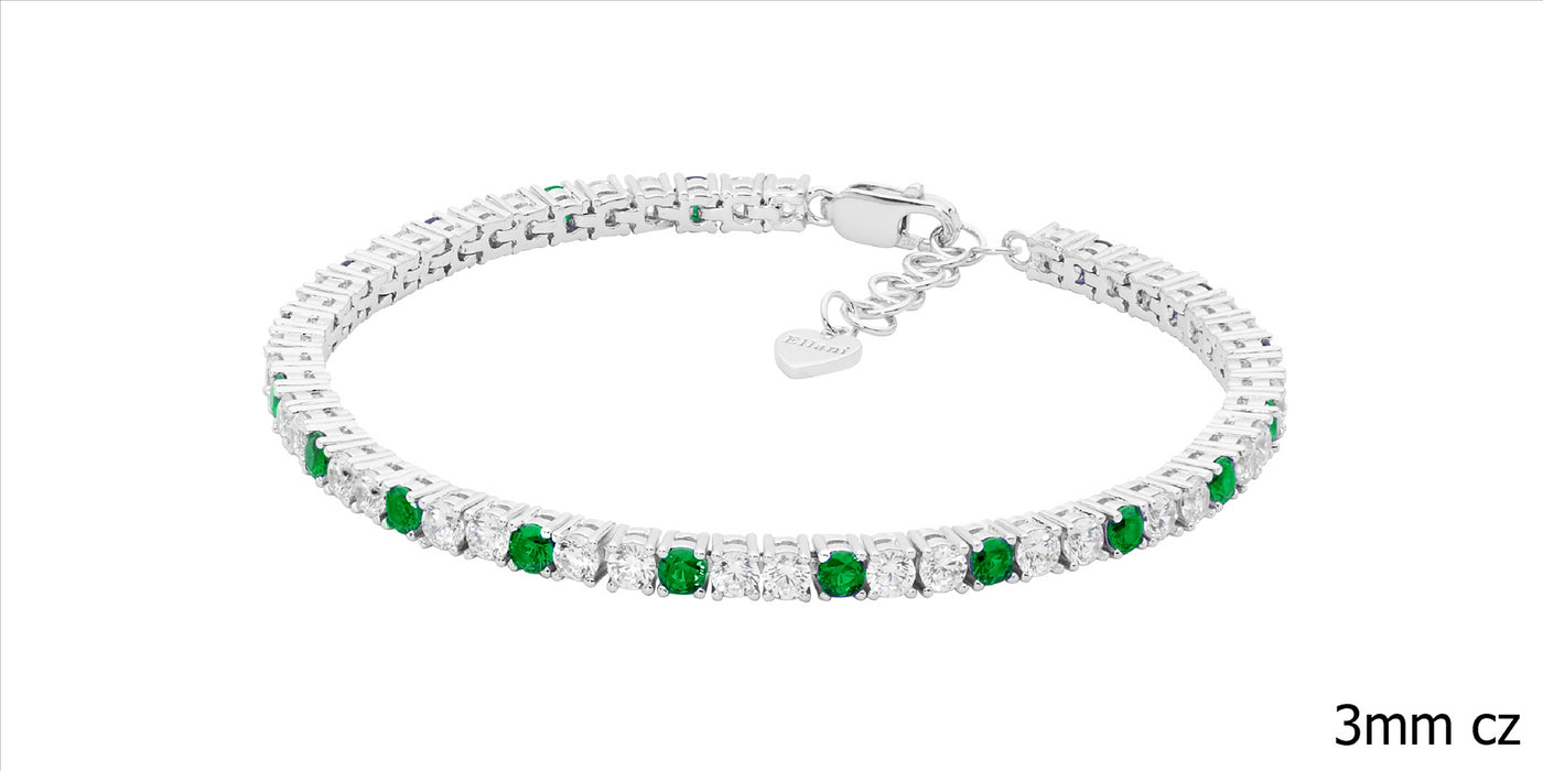 S/S GREEN AND WHITE C/Z TENNIS BRACELET