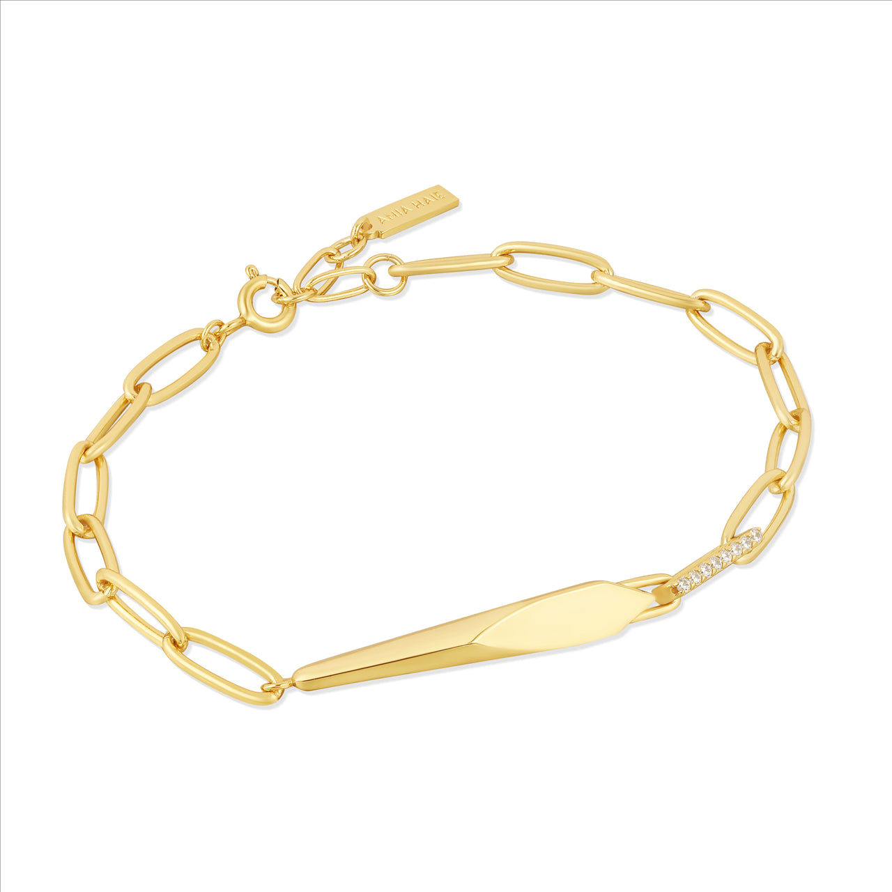 GEOMETRIC CHUNKY BRACELET 16.5+2CM - Y/G PLATED