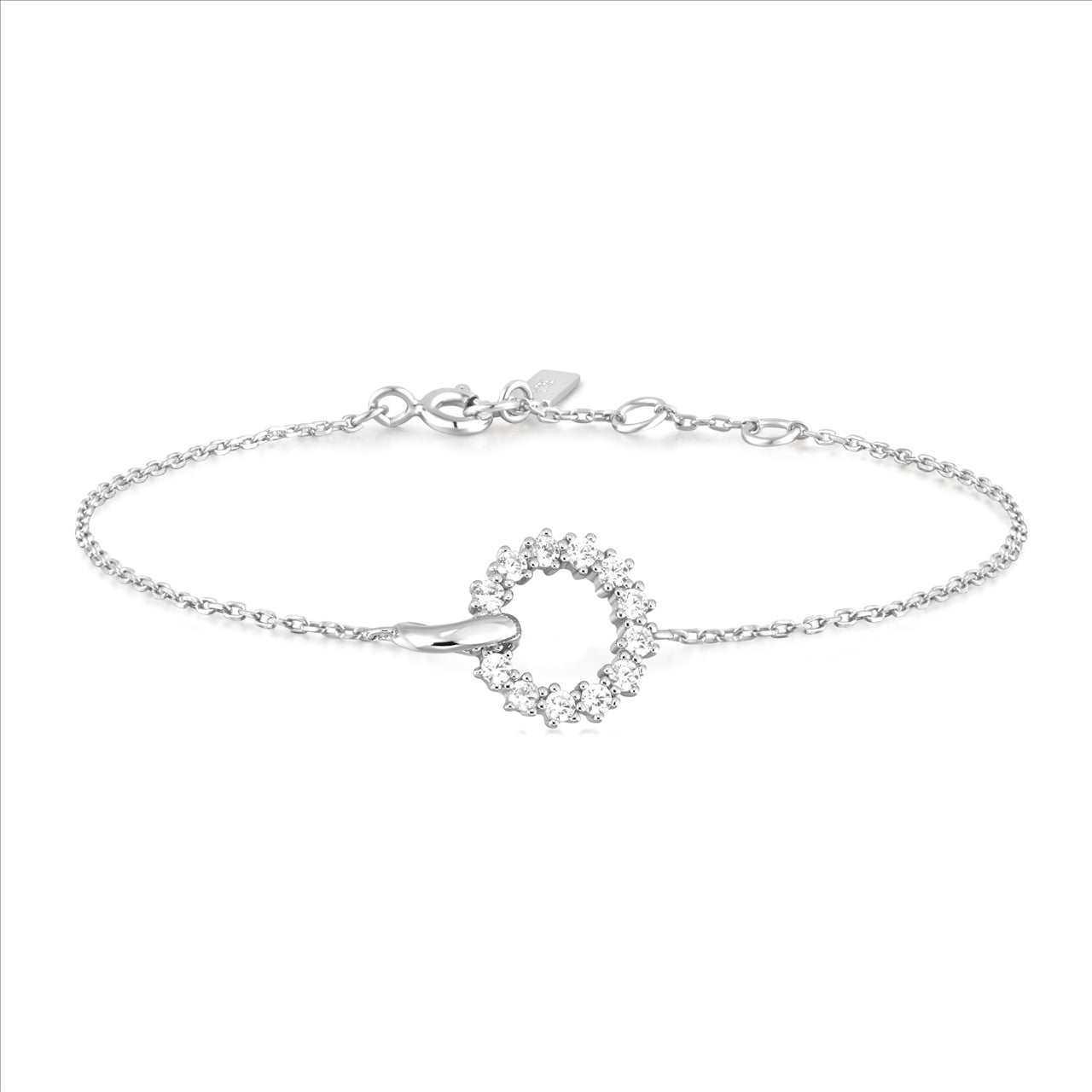S/S LINK C/Z PAVE BRACELET 16.5+2CM