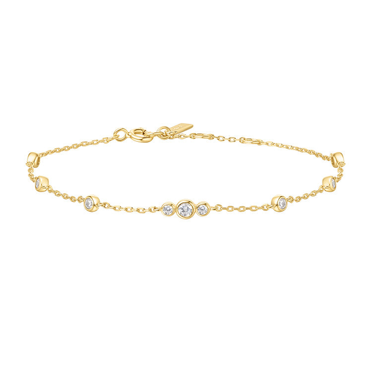BEZEL C/Z BRACELET 16.5+2CM - Y/G PLATED