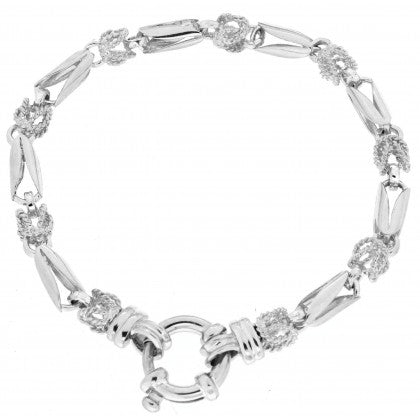 S/S TULIP LINK BRACELET WITH EURO BOLT RING CLASP 19CM