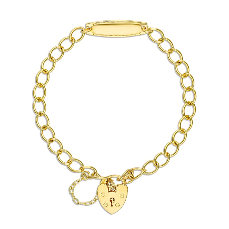 PADLOCK CURB BRACELET WITH ID 16CM - Y/G PLATED