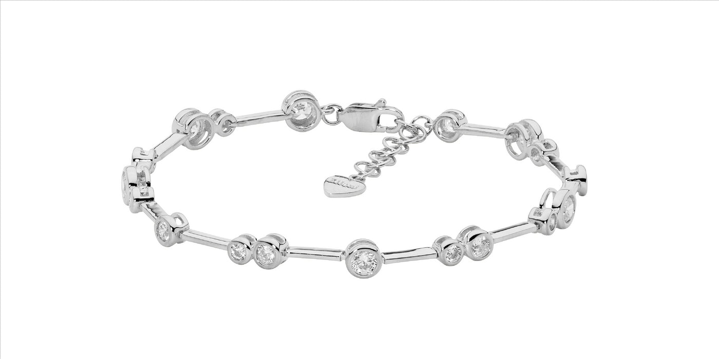 S/S BEZEL SET C/Z BRACELET 17.5CM