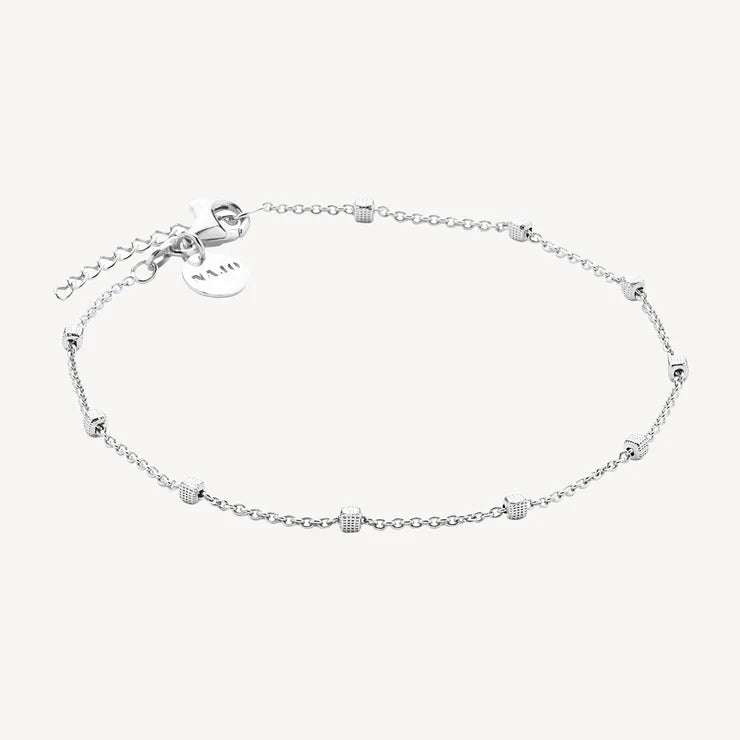 S/S Chain Anklet with Textured Squares - 23+3cm