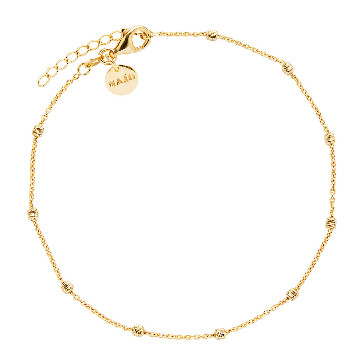 Chain Anklet with Textured Squares - 23+3cm - Y/G Plated