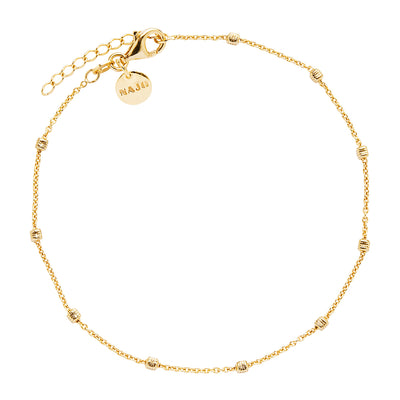 Chain Anklet with Textured Squares - 23+3cm - Y/G Plated