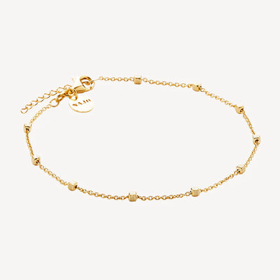 Chain Anklet with Textured Squares - 23+3cm - Y/G Plated