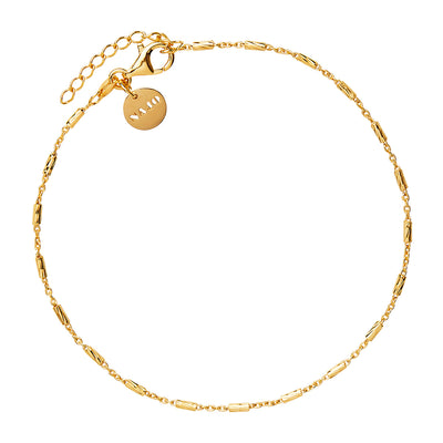 Diamond Cut Rod and Link Anklet - 23+3cm - Y/G Plated