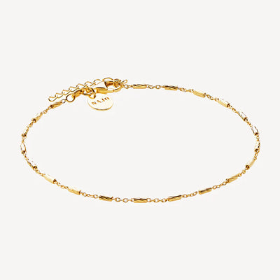 Diamond Cut Rod and Link Anklet - 23+3cm - Y/G Plated